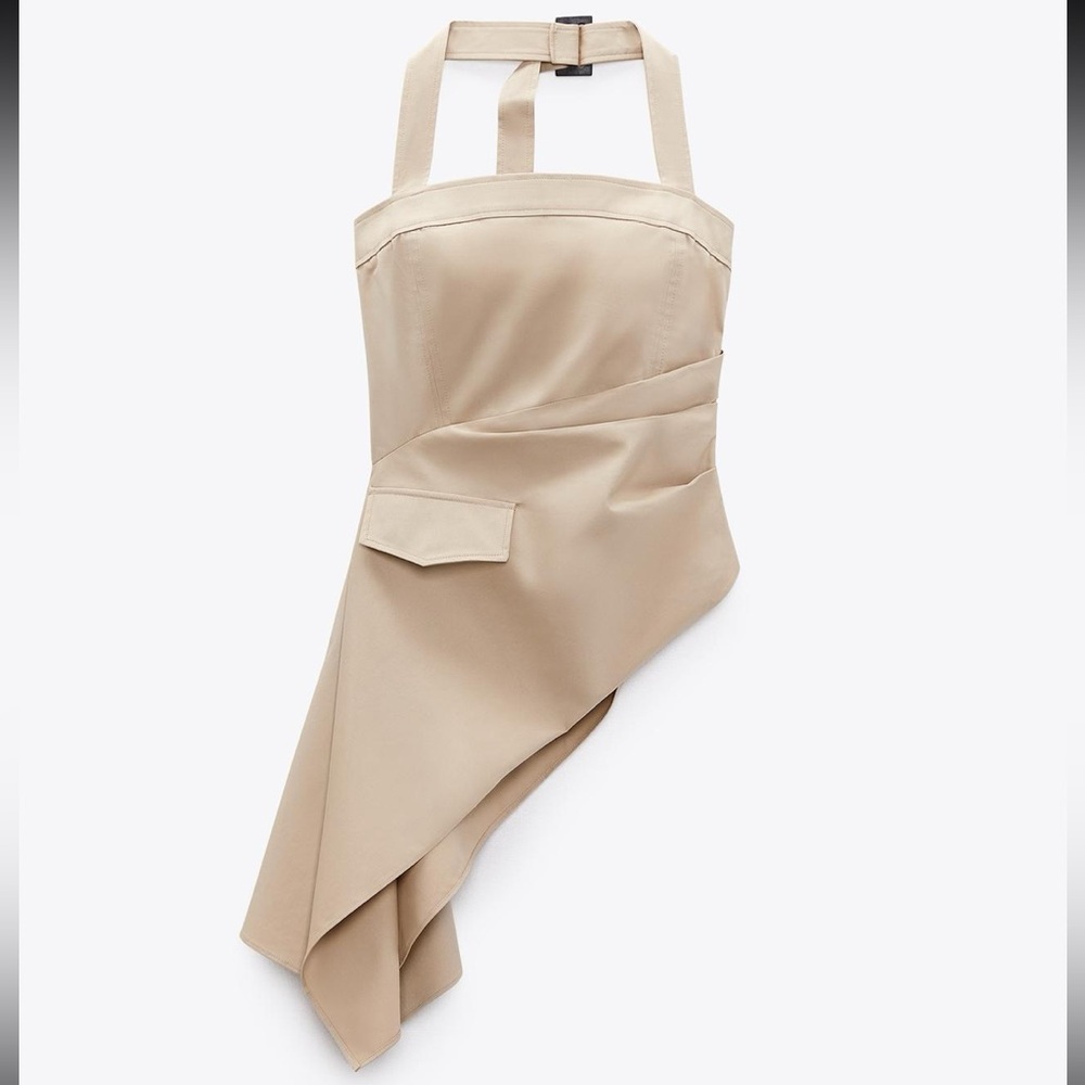ZARA NWT Asymmetric Gabardine Top, size M
